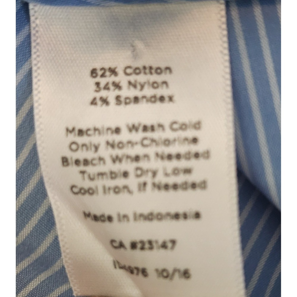 Talbots Womens 10 Blue Stripe Peplum Shirt Tailored Career Office Preppy Coastal - Picture 4 of 8
